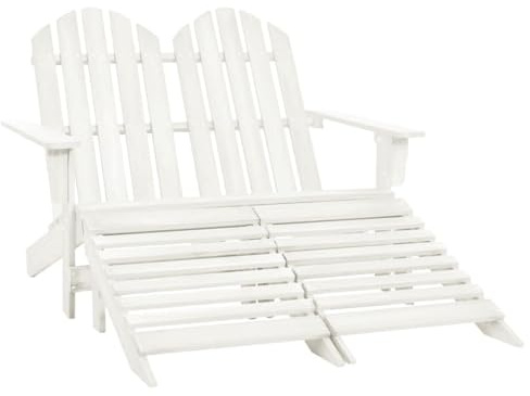 Mimdixy Stühle Für Den Esstisch, Gartensessel, Balkonstuhl, Adirondack Gartenbank 2 Sitzer mit Fußteil Tannenholz Weiß, Regiestühle Für Balkon, Terrasse, Veranda, Stabil