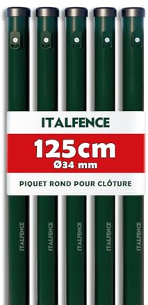 Zaunpfosten H125cm Ø34mm aus Stahl grün pulverbeschichtet [10 Stück]