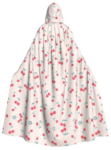 ZHAOUR Bonita capa con capucha para Halloween, con estampado de cerezas rojas, unisex, para fiesta de adultos, carnaval, exposición de cómics, bata de cosplay