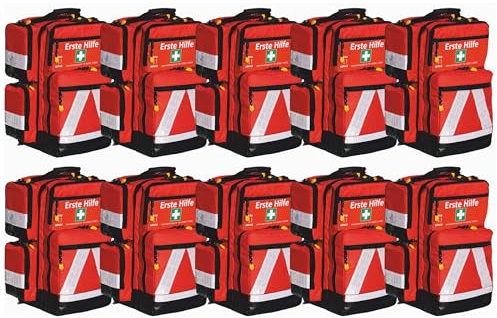 Team Impuls NFA Notfallrucksack Medicus 10 STK. - PRO -M- LEER aus Nylon mit Vier Seitentaschen Plus Fronttasche