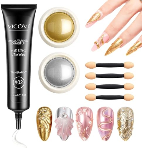 LOPHE Chrome Nail Powder, Gold Silber Nail Art Powder mit 3D Nail Gel, Chrome Pulver Nägel mit Metallic-Spiegeleffekt Nagel, für Nagelstudios zum Selbermachen