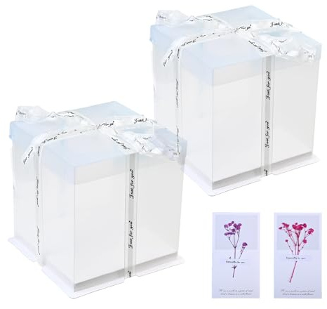 Kaiyzo 6 Zoll Torten Verpackung, Durchsichtige Doppelschicht Kuchenbox für Geburtstag und Bäckerei, Lebensmitteltauglicher Kunststoff mit weißer Kartonbasis, Transparent