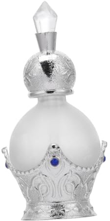 jojofuny Frasco Cuentagotas Vintage de Vidrio Vacío 15 Ml para Aceites Esenciales y Perfumes Estilo Árabe Plateado Botella Recargable Ligera Adecuado para Viajes y Almacenamiento