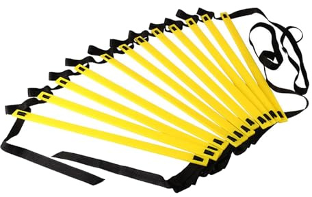 Échelle d'agilité de coordination pour rugby, volley-ball, sports de plein air, 4 m, 8 sections, jaune et noir