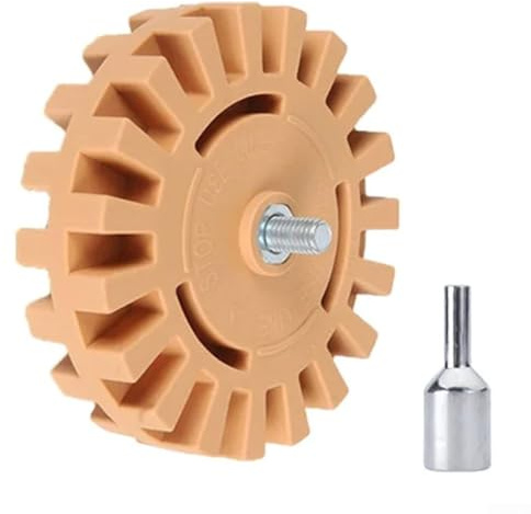 Rueda de goma para calcomanías, calcomanías de rayas gráficas, bandeja removedora de pegamento, paquete de 2, disco de extracción de goma neumático de 100 mm, compatible con herramientas giratorias y
