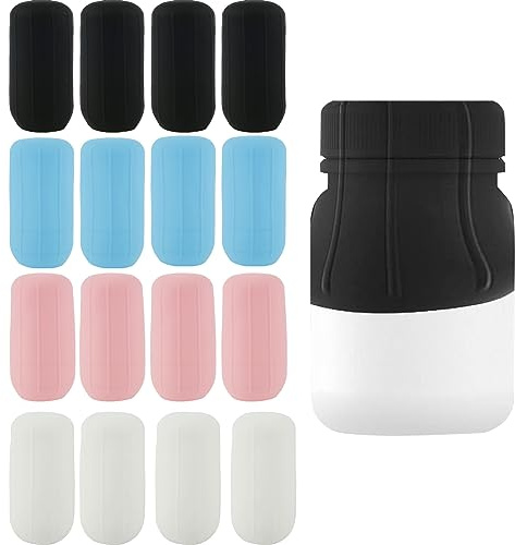 16 stycken silikonflaskskydd, läckagesäkra silikonflaskfodral, elastiska, stretchiga, återanvändbara bärbara resebehållare för resor, camping
