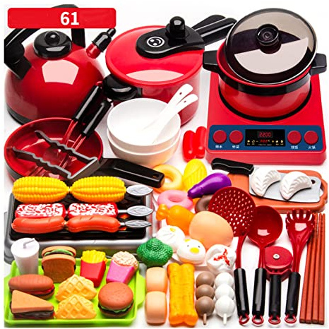 Picysa Accesorios de Juguetes de Cocina para Niños, Juego de Cocina, Juego de Rol, Juego de Utensilios, Sartenes y Estufas, Juego, Pelado y Corte de Juguetes Alimentarios,