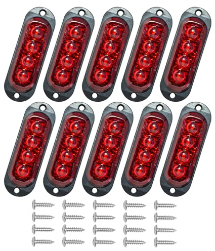 Catekro 10 x Begrenzungsleuchten mit 4 Leuchten 86mm 12/24V Universelle Rot | Seitenmarkierungsleuchten 3000K Wasserdicht Positionsleuchten Anhänger für LKW PKW Wohnwagen Wohnmobil als Umrissleuchte