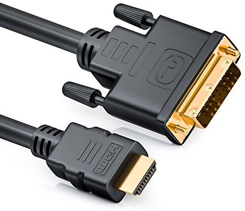 deleyCON 7,5m HDMI zu DVI Kabel DVI-D DVI-I High Speed 3D Ready Adapterkabel 1080p FULL HD HDTV 3D Beamer Laptop Monitor TV - Schwarz