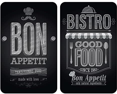 WENKO Placas protectoras para cocina Mod Bon Appetit, ajustable en altura para todo tipo de cocinas, tabla de cortar y protector contra salpicaduras, vidrio, 30 x 52 cm, juego de 2