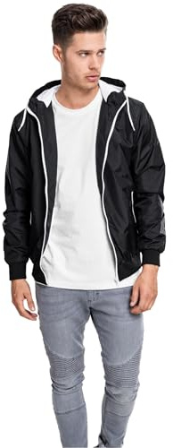 Urban Classics Herr Contrast Windrunner jacka, Svart – svart-vit, M