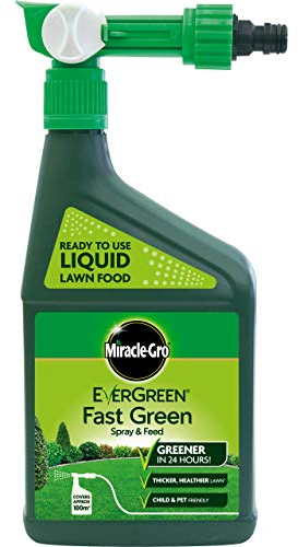 Miracle-Gro EverGreen Fast Green Spray & Feed, Liquid Lawn Food, 1 Litre