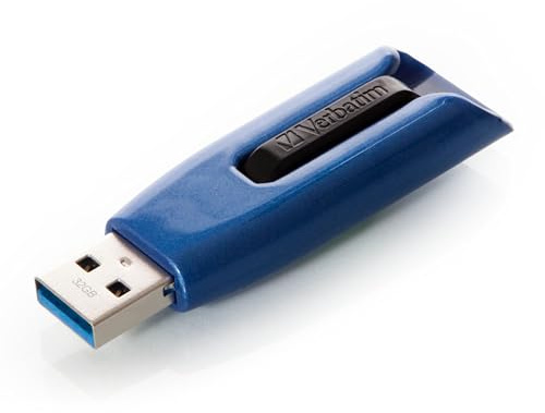 VERBATIM Store 'n' Go V3 MAX USB-Stick - USB-3.2 Gen 1 - 32GB - memorystick with sliding-mechanism - SuperSpeed-interface - external storage for laptop notebook & co - blue/black