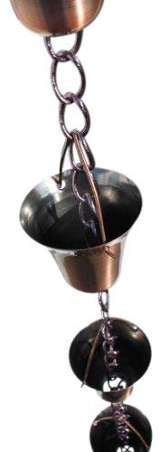 Garden Market Place Rain Chains - Metal Bell Rain Chain - Copper Plated-2.5M Long
