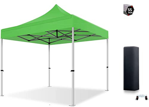 XPTENT Tente Pliante Barnum Pliant Tonnelle Professionnelle 3X3 en Aluminium 55mm Toit 450g/m² PVC Classement feu M2 Meilleur qualité Ultra Robuste Gazebo Festival événementiel Vert