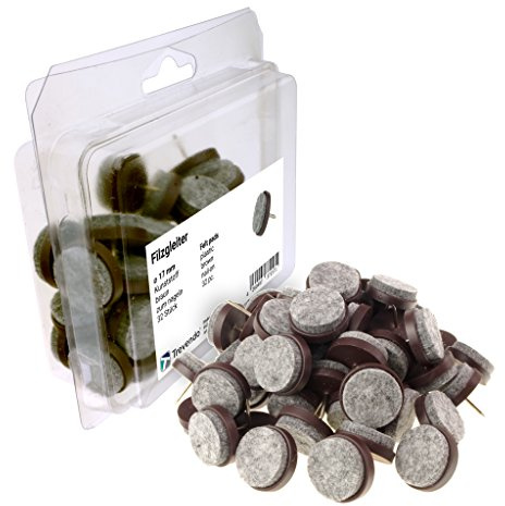 Trevendo 32 Stück Filzgleiter zum Nageln, Ø 17 mm, braun