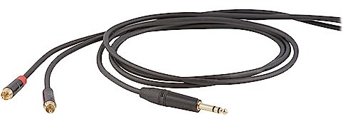 Proel DHS530 - Cavo Audio ProfessionaleInsert con connessioni Jack Stereo 6.3mm a 2x spina RCA, Nero (3mt)