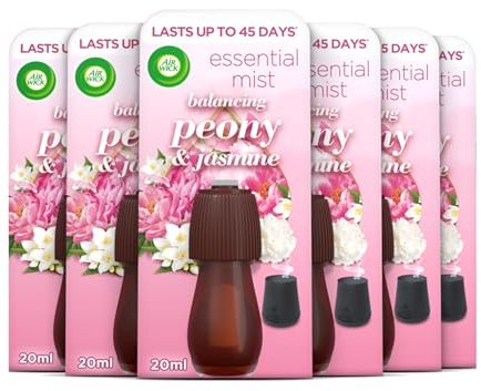 Air Wick Essential Mist Aroma Relaxing Peony and Jasmine Pack of 6 x 20ml
