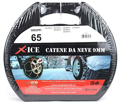 X-SNOW Catene da Neve OMOLOGATE per Auto Spessore 9mm Gruppo 6.5 Pneumatico 185/60-15