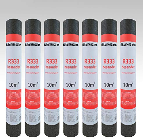 Isolbau Dachpappe R333 besandet - Bitumenbahn mit Rohfilzeinlage zur Dachabdichtung - 70 m² (7 Rollen)
