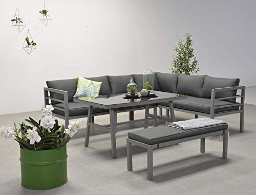 Garden Impressions Blakes Anthrazit Rechts Hohe Dining Aluminium Lounge | Inklusive XL Bank, Wasserabweisende Kissen