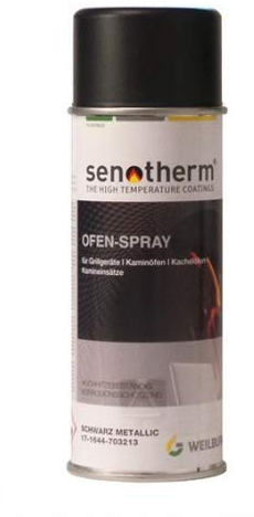 Weilburger Senotherm Ofenspray Ofenlack Rauchrohr hitzebeständig 400 ml Farbe Spray Auswahl-Farbe Schwarz Metallic