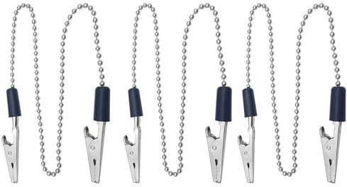 MZMing [3 pezzi] 50 cm Catena di Perle Metallo Clip di Tovaglioli Grembiule Catenina di Fissaggio per Tovaglioli - Flessibile Holder Tovagliolo in Argento Cordicella Collo per Anziani Adulti Bambini