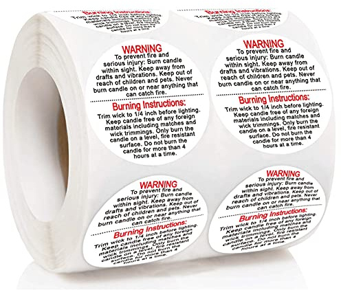 500 Pcs Candle Warning Labels 1.5 Inch Candle Jar Container Safety Labels