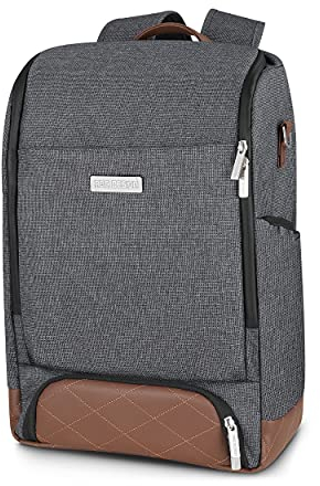 ABC Design Wickeltasche Tour Diamond Edition – 2in1 Baby Wickelrucksack & Wickeltasche – geräumige Babytasche mit hygienischer Wickelunterlage & Flaschenhalter – Farbe: asphalt