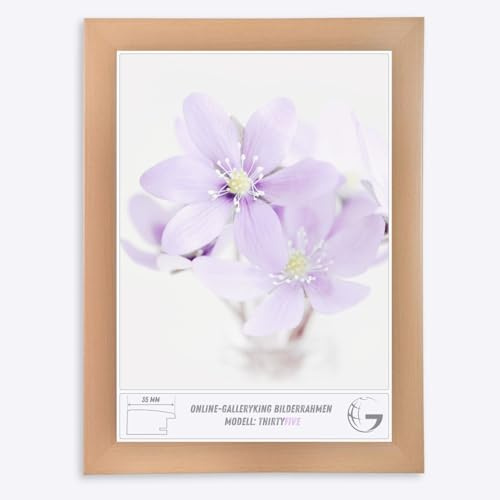 Online-GalleryKing OGK Thirtyfive Bilderrahmen 27x38 cm Buche mit MDF Holzrahmen vollummantelt, entspiegeltes Anti-Reflex Kunstglas und HDF Rückwand - Fotorahmen für Hoch- und Querformat