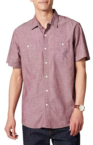 Amazon Essentials Men's Regular-Fit Short-Sleeved Chambray Shirt