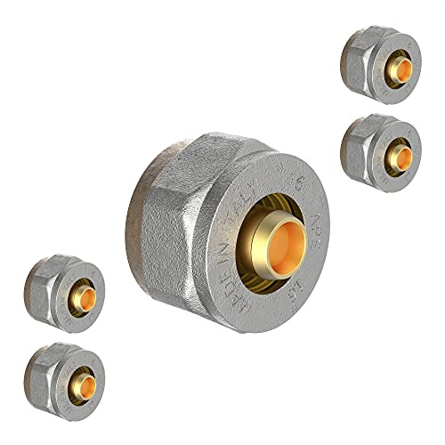 KIRCHHOFF | MSVR Rohr | 5er Set | Klemmringverschraubung 16 mm x 3/4 | Aluverbundrohr | für Heizung | Fußbodenheizung | DVGW zertifiziert | Trinkwasser geeignet | Made in Europe | 5 Stück