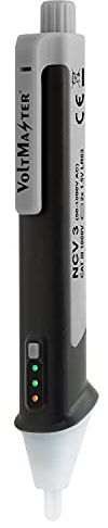 Voltmaster NCV 3 kontaktloser Spannungstester ab 50 V AC, Strommessgerät (hochwertiger Volt Detektor mit akustischem Signal, LED-Anzeige, einstellbare Empfindlichkeit, ABS-Kunststoff), Grau