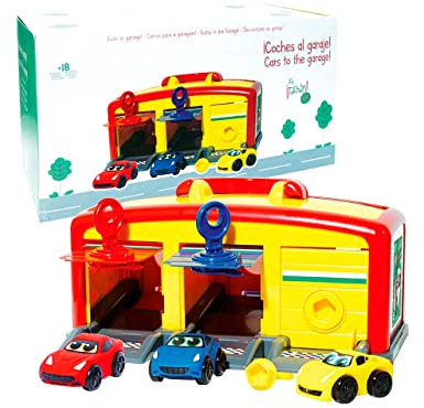 Tachan - Garage Da Corsa Con 3 Auto Colorate, 3 Porte Con Chiave, Chiavi Con Forme Geometriche, per Bambini Da 1 Anno (751T00559)