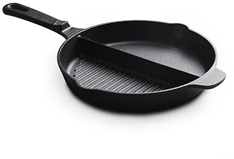 YANYUESHOP Sartén de Hierro Fundido, sartén de bistec Multiusos Antiadherente de Fondo Plano de una Pieza, sartén Grill-shabu