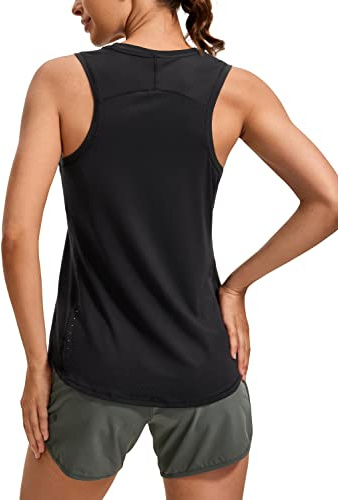 CRZ YOGA Damen Sport Tank Top Racerback Ärmelloses Yoga Oberteile Sommer Fitness Tops Gym Leichte Sporttop Schwarz 42