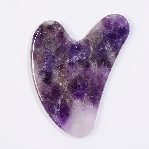 Amethyst Massagegerät Naturstein Gesichtsroller Gua Sha Werkzeug Set Schaben Kristall Massage,1 Stück