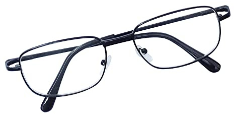 JoXiGo Gafas de Lectura Negro +1.5 para Hombres y Mujeres Metálica Montura Rectangulares + Correa de Gafas