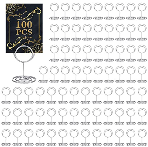 Sherr 100 Pcs 2 Inch Mini Table Number Holders Place Card Stands, Silver