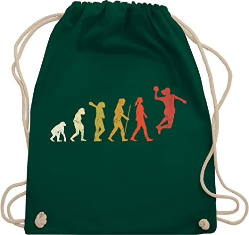 Turnbeutel Rucksack - Kinder Sport Kleidung - Handball Evolution Vintage - Unisize - Dunkelgrün - handballbeutel handballer beuteltasche kinderturnbeutel hanball turnsäckchen beutel halbball