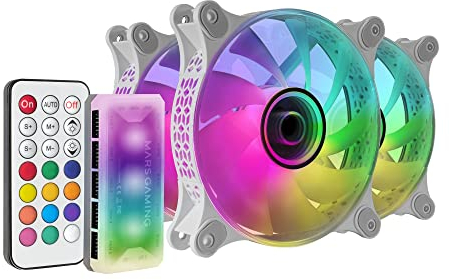 Mars Gaming MF-3DKIT Bianco, Kit 3 Ventole ARGB 360° 12cm, Specchio Infinito 3D, Sistema Antivibrazioni, Controller ARGB, Telecomando RF, Compatibilità Completa