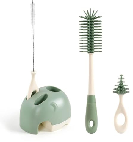 Vicloon Silicone Baby Bottle Brush, 4 in 1 Stand Bottle and Teat Cleaning Brush, Bottle Cleaner Brush for Cleaning Water Bottles Baby Bottles Glass Cup Thermoses(Green)