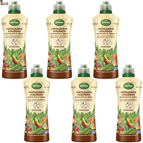BricoLoco.com Fertilizante plantas orgánico 100% ecológico. Abono líquido. 7,5 LTS (6x1,25lts) Complejo nutritivo materia orgánica, aminoácidos y nutrientes. Interior, exterior, huerto o jardín. (6)