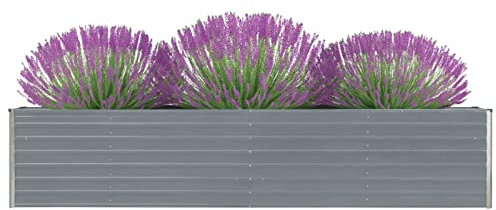 CIADAZ Garten-Hochbeet, Pflanzkübel, Kräuterbeet, Hochbeete-kit, Schneckenzaun, Pflanztrog, Pflanzgefäße, Pflanzfolie Für Hochbeet,Teichbecken, Verzinkter Stahl 320×40×45 cm Grau -at