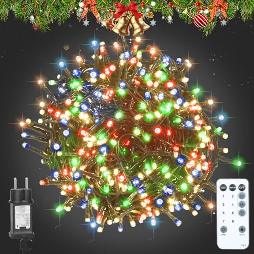Luci Albero di Natale 420 LEDs 50.28+3M Stringa Luce Esterno Interno IP65 con Telecomando, Spina, 8 Modalità, Timer Catena Luminosa Decorazioni per Matrimonio, Laurea, Compleanno- Colorate
