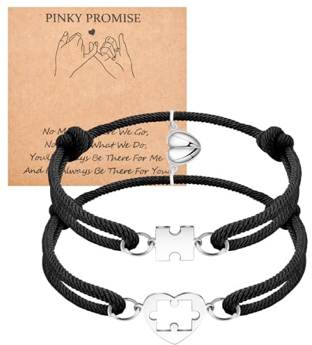 VU100 Regalos para Parejas Pulseras para Parejas Regalos para Él y Ella Relación a Larga Distancia Pinky Promesa Pulsera Navidad San Valentín Cumpleaños Regalos para Novio Novia Esposa Marido