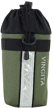 Vincita Voyage Borsa per manubrio per bicicletta, portabottiglie termica per manubrio, portabicchieri per alimenti, snack, per biciclette pieghevoli. (verde, media)