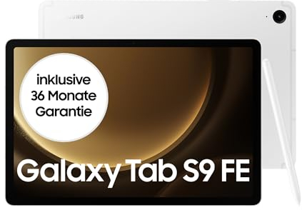 Samsung Galaxy Tab S9 FE Android-Tablet, 27,7 cm / 10,9 Zoll Display, 128 GB Speicher, Mit Stift (S Pen), Lange Akkulaufzeit, WiFi, Silber, Inkl. 36 Monate Herstellergarantie [Exklusiv bei Amazon]
