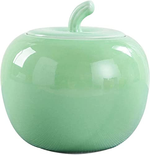 MBELLO Sucrier, sucrier en céramique, sucrier de Couleur Unie avec Couvercle, 480 ML (17 oz) en Forme de Pomme rouge-480 ML (Couleur : Rouge, Taille : 480 ML) (Color : Green, Size : 480ml)