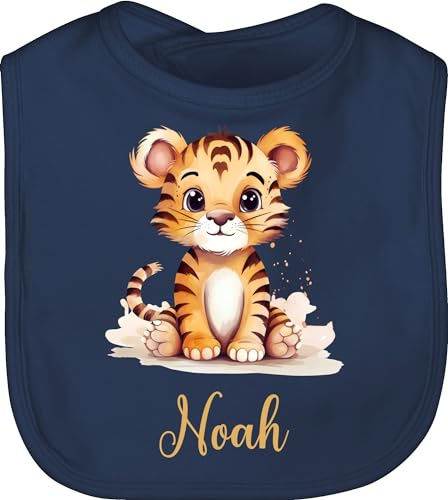 Baby Lätzchen - Zootiere - Tiger - Unisize - Navy Blau - personalisierter latz personalisierte geschenke tiger, schlabberlatz kinderlatz personalisiertes tiermotiv babylätzchen kinderlätzchen